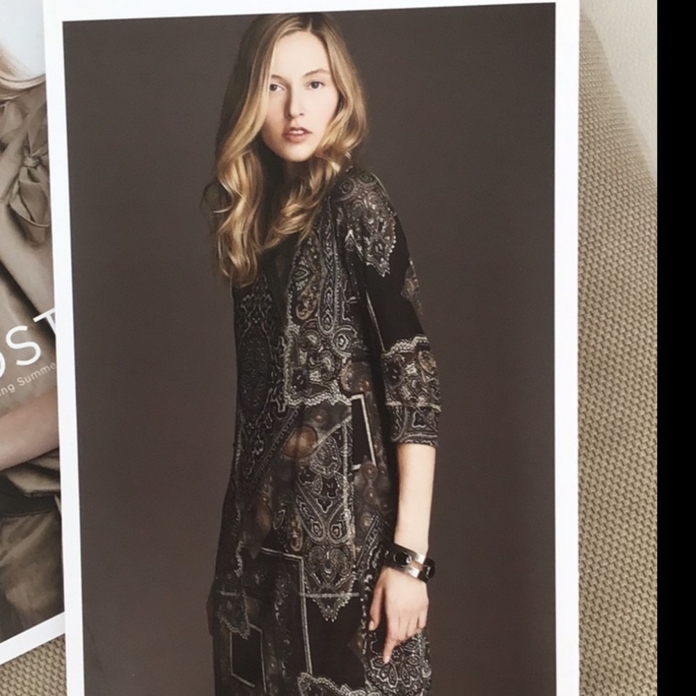 LINDA LUNDSTROM KNIT PAISLEY TAPESTRY MID LENGTH DRESS